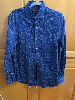 Tommy Hilfiger Men's Dark Blue Microprint Dress Shirt